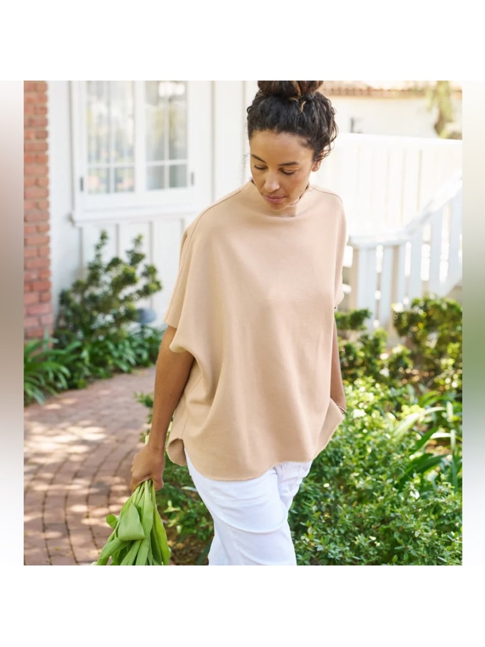 Frank & Eileen Tee Lab OS “Audrey” Funnel Neck Capelet Triple Terry - Sand